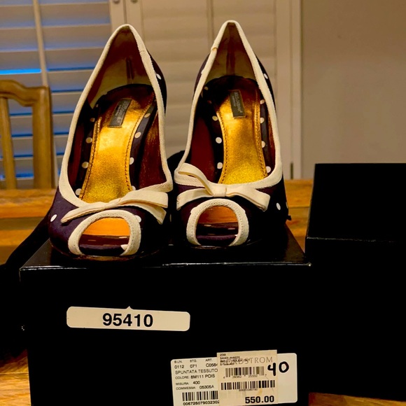 Vintage Dolce and Gabbana black and white polka dot heels - Picture 1 of 3